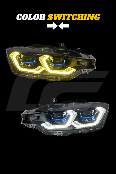 F30 3 Series Laser Style V2 LED Headlights - Color Changing (White/Yellow)